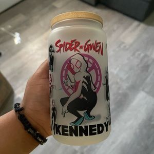 Spider Gwen & Name Frosted Beer Can Glass Cup